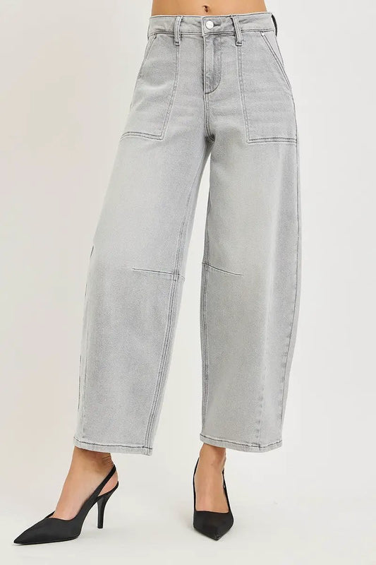 RISEN Slouchy Cropped Barrel Jeans by Trendsi