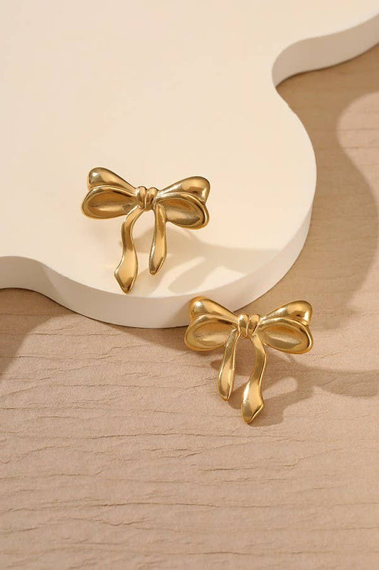 Bow Stud Earrings in 18K Gold Plated Stainless Steel TARNISH FREE