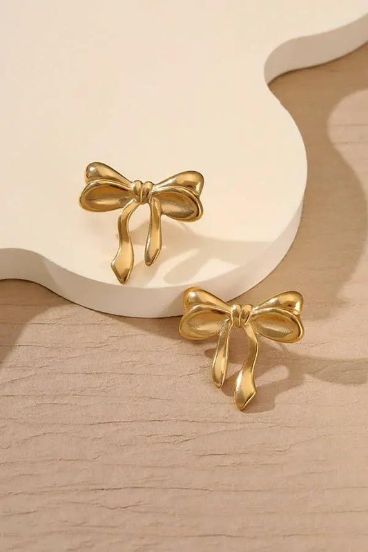 Bow Stud Earrings in 18K Gold Plated Stainless Steel TARNISH FREE by JOSSLYN by Wall to Wall