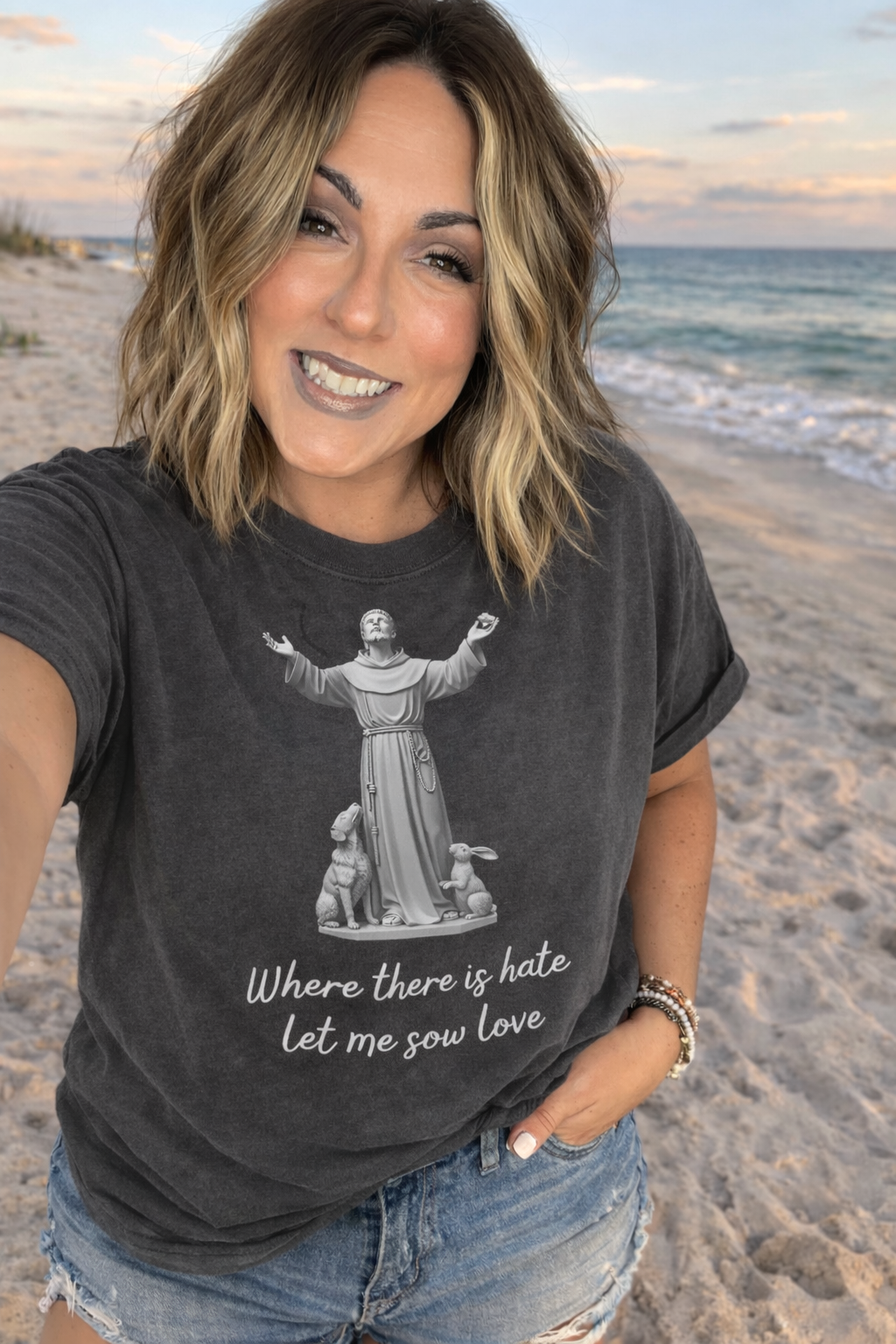 Saint Francis Sow Love Tee (Pepper) by Knitted Grace