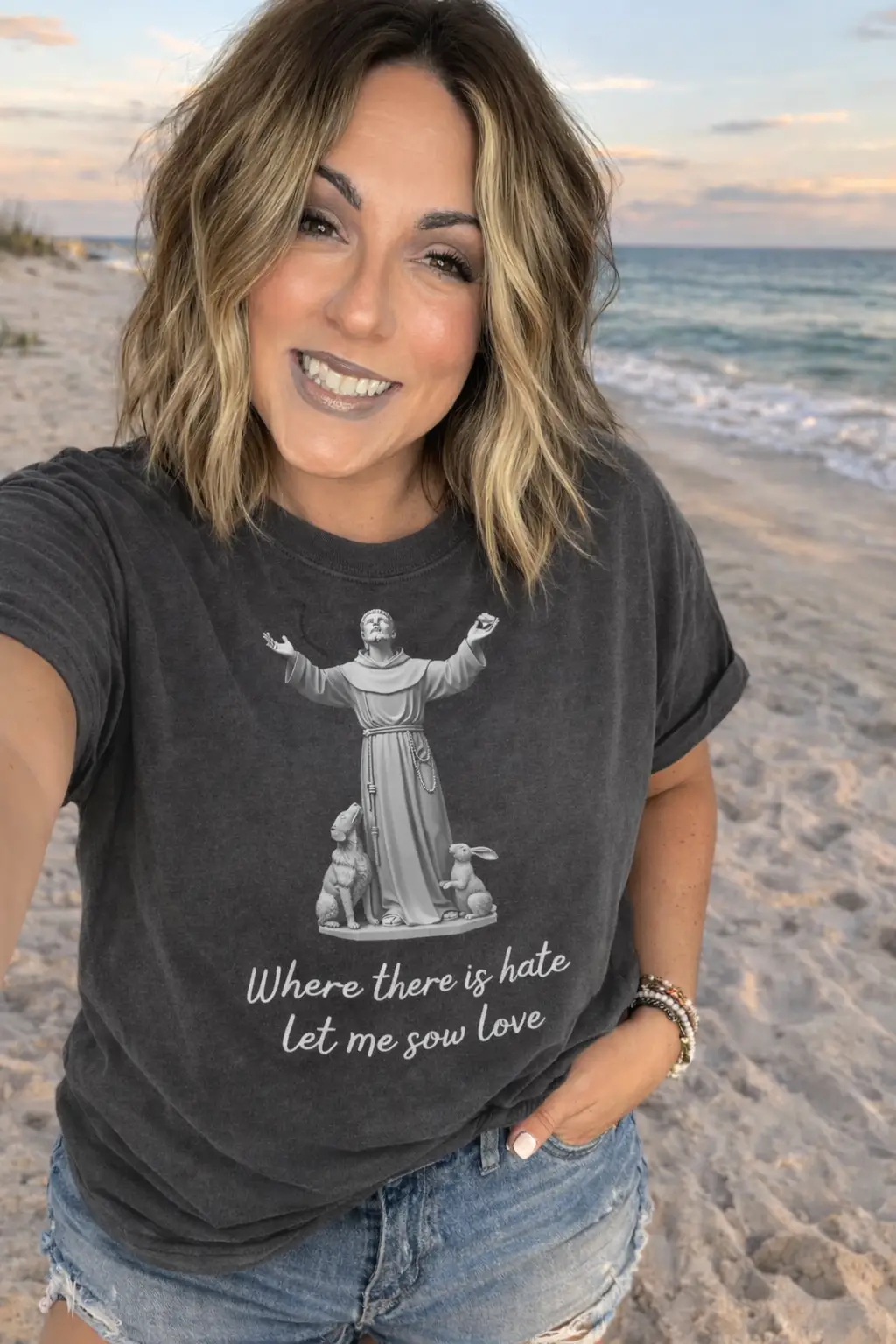 Saint Francis Sow Love Tee (Pepper) by Knitted Grace
