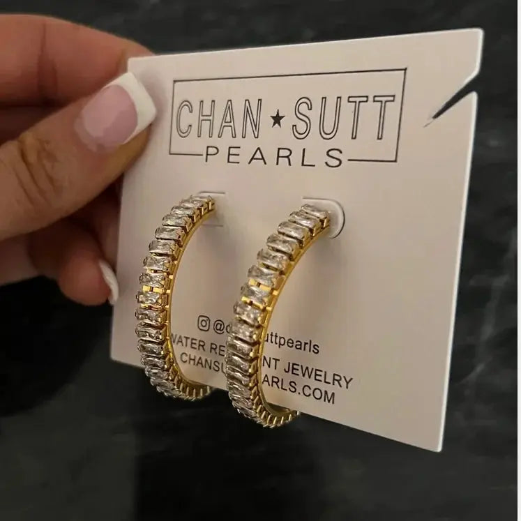 LARGE DIAMOND HOOPS by Chansuttpearls
