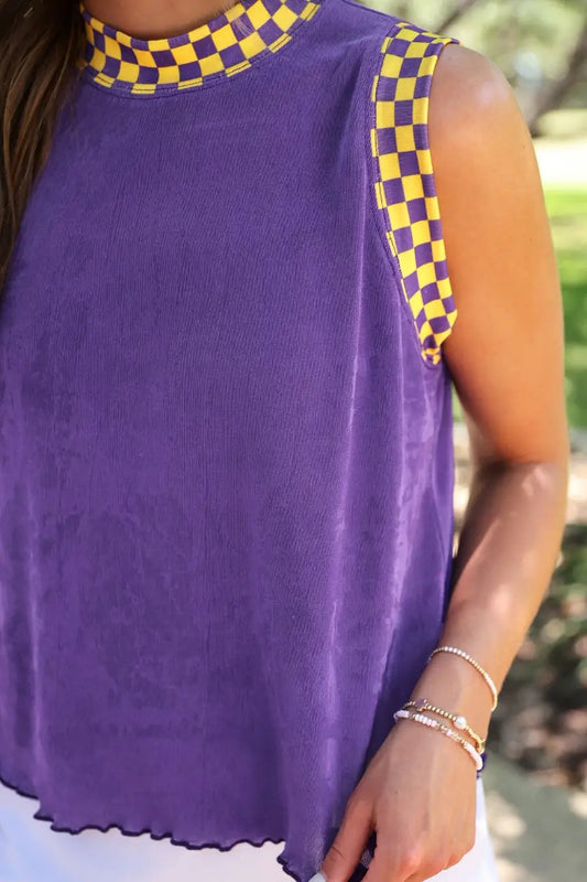 PREORDER- Checkmate Ribbed Tank- Purple by Jess Lea