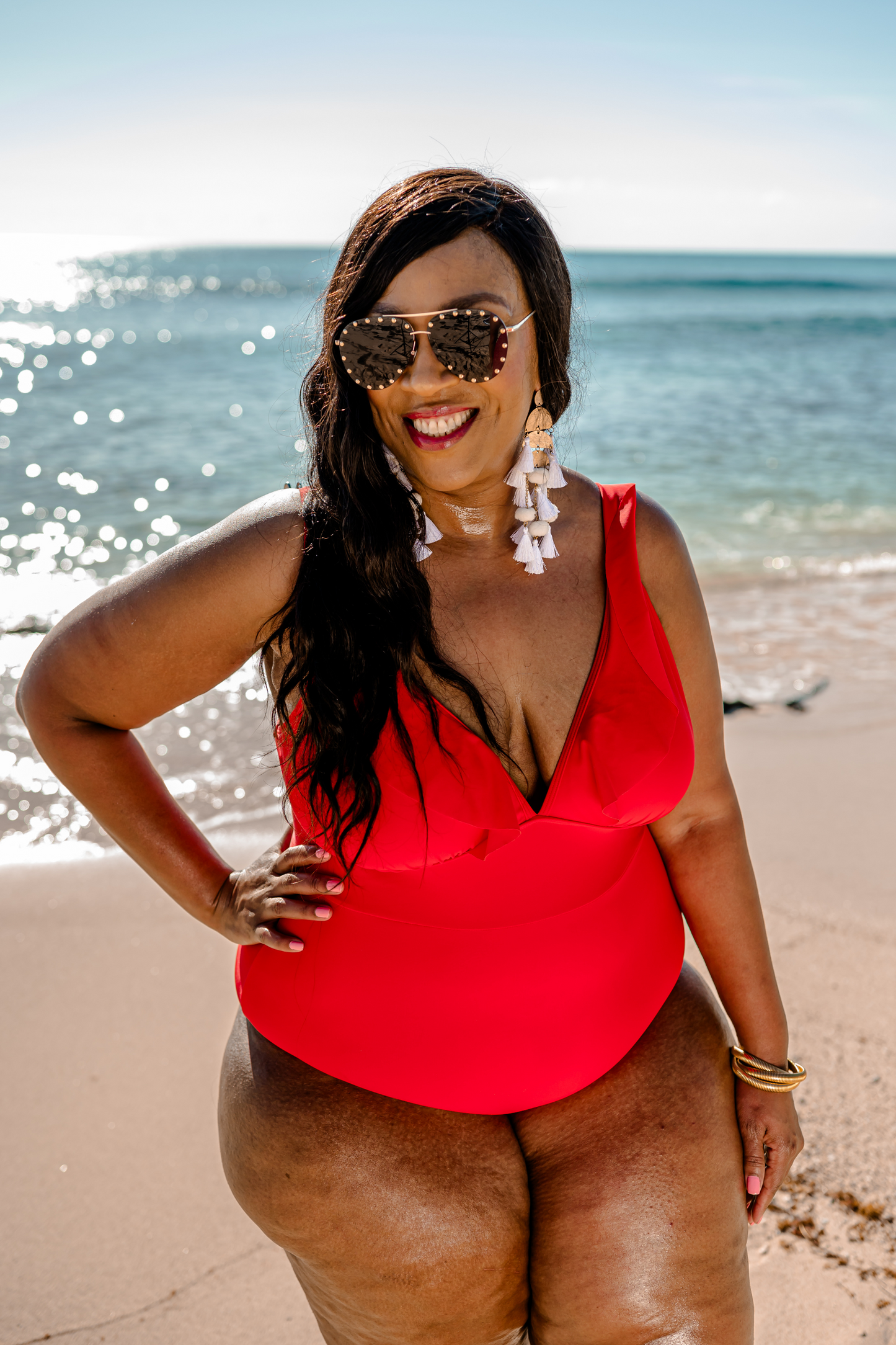 Red Hot Ruffle One Piece Swimsuit
