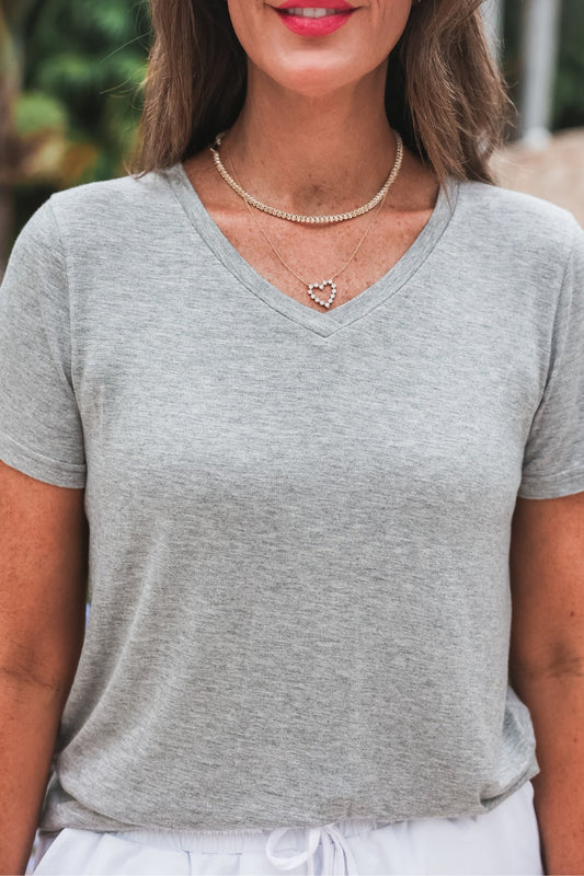 Jess Lea Basic Tee- Heathered Grey by Jess Lea