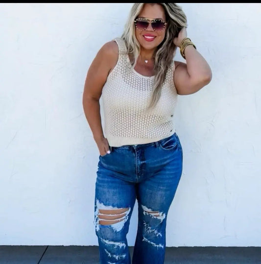Open Knit Tank by Knitted Grace Boutique