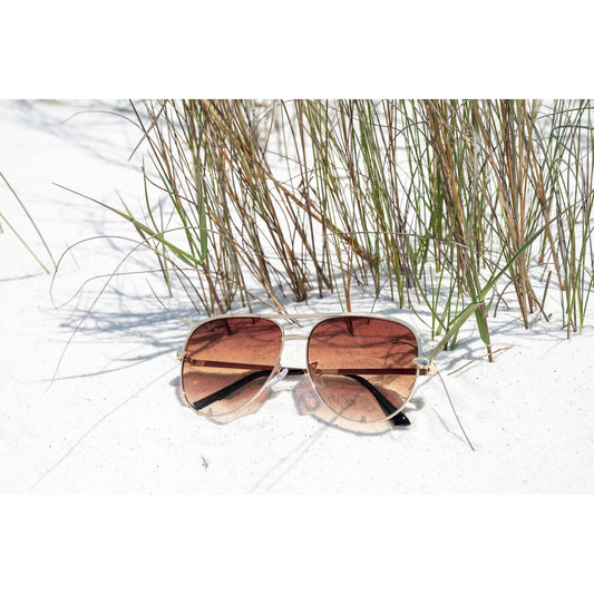 Ready to Ship | The Alex Gold / Caramel Tea - High Quality Unisex Aviator Sunglasses by Julia Rose®