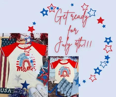 Girl's Mini Patriotic Rainbows Shirt by Knitted Grace Boutique