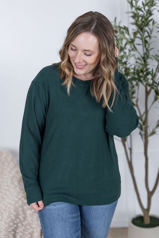 IN STOCK Corrine Ribbed Pullover Top - Hunter Green FINAL SALE
