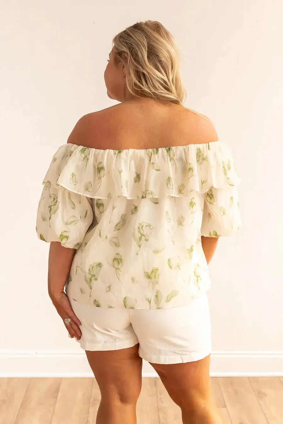 Secret Garden Ruffle Off the Shoulder Blouse by Knitted Grace Boutique
