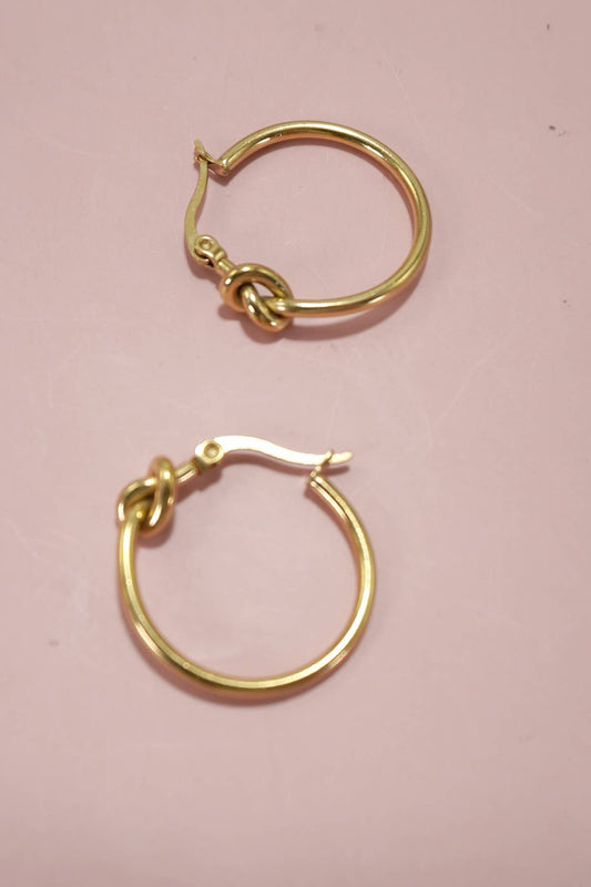 Gold Knotted Hoops 18K STAINLESS STEEL WATERPROOF TARNISH FREE