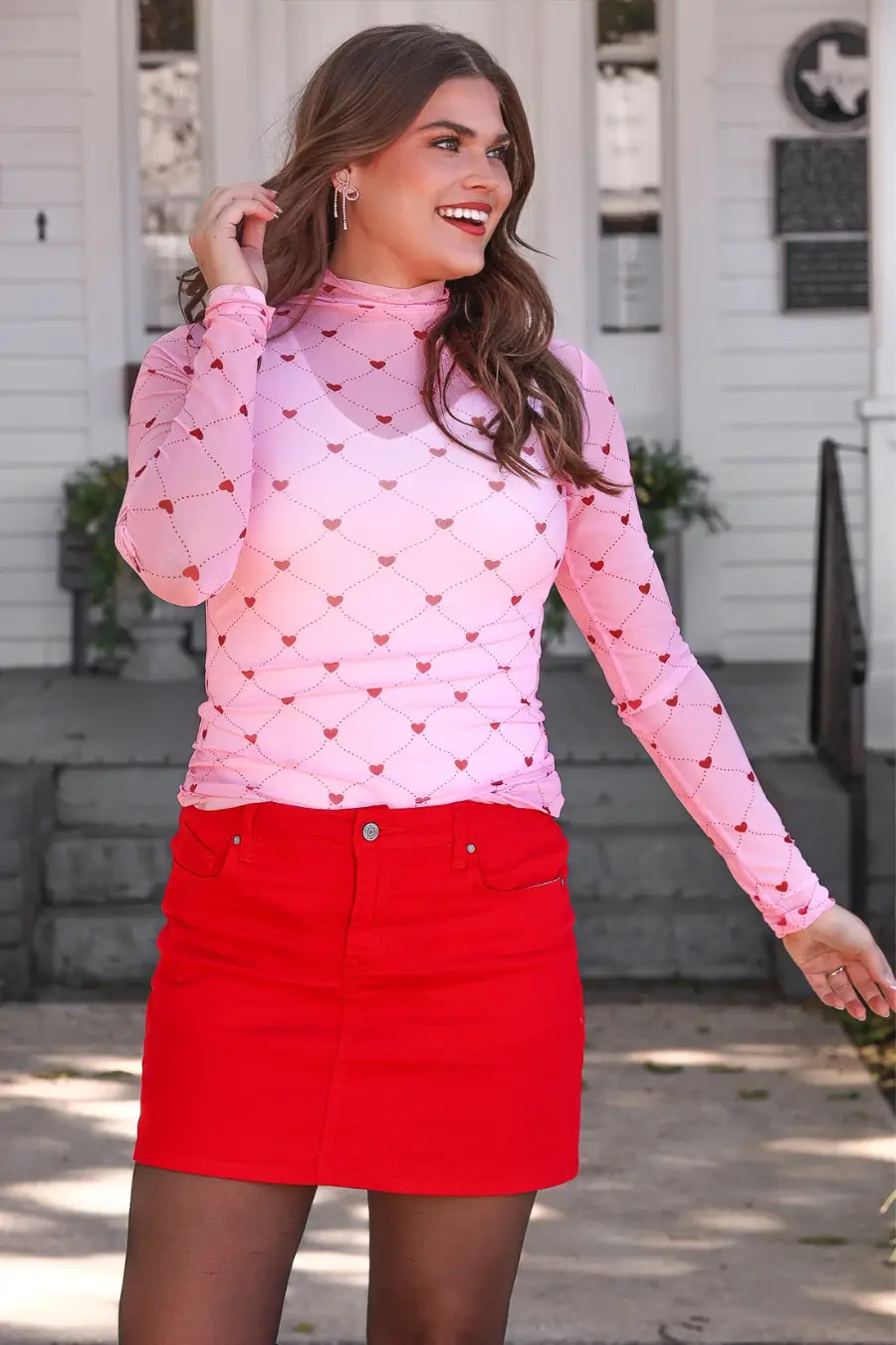 Pink Heartlines Mesh Top for Valentine's Day by Jess Lea