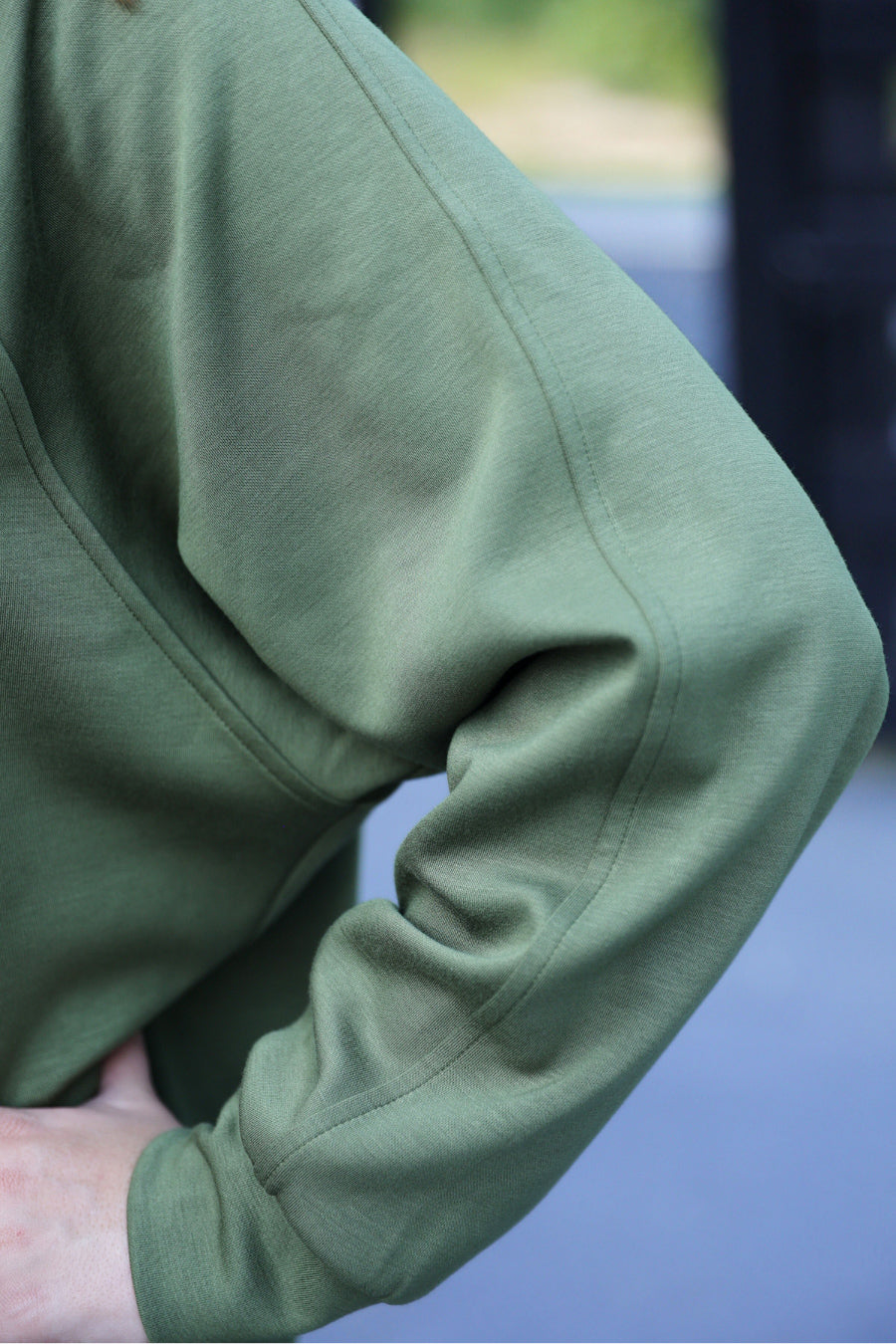 PREORDER- Kayla Luxe Hooded Quarter Zip Pullover- Olive