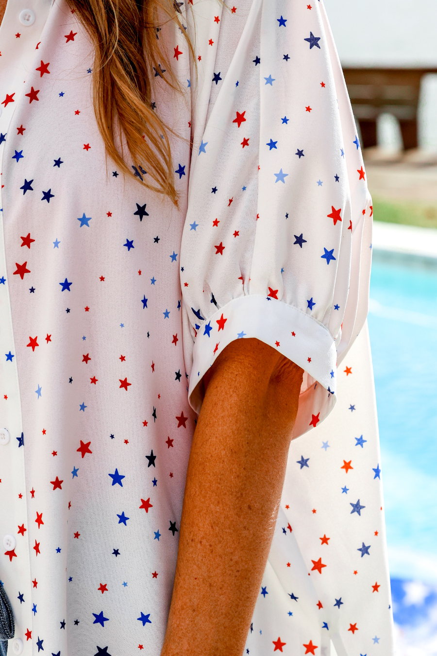 Sutton Button Up Top- Patriotic Stars