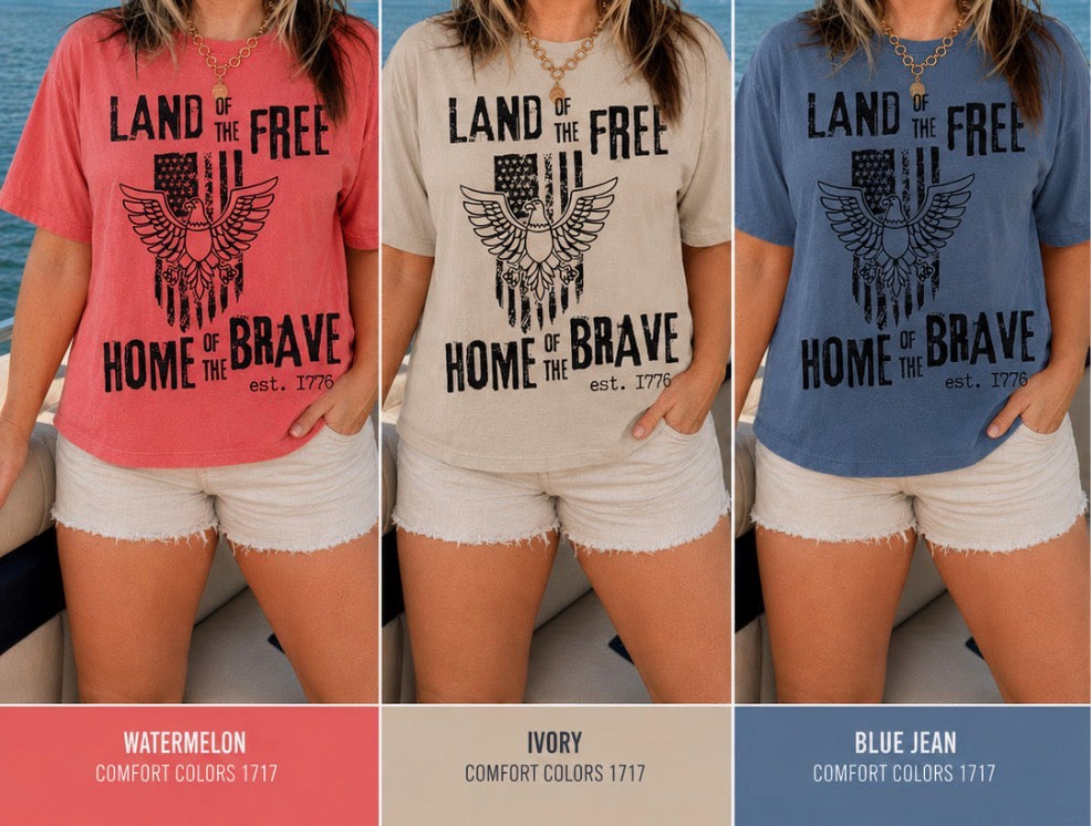 Land of the Free Home of the Brave Unisex T-Shirt by Knitted Grace