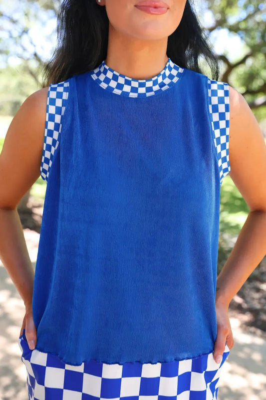 PREORDER- Checkmate Ribbed Tank- Blue by Jess Lea