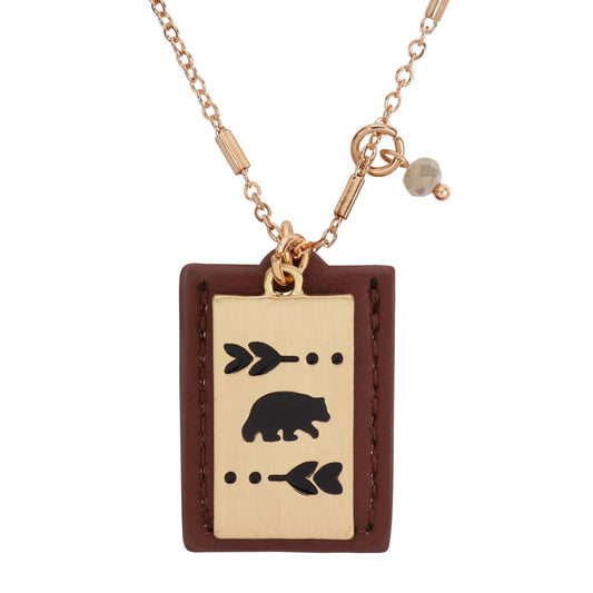 BEAR ENGRAVED PLATE POCKET NECKLACE