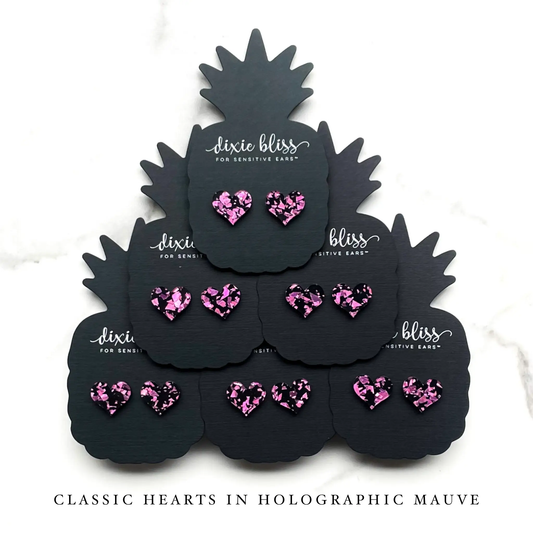 Classic Hearts in Holographic Mauve by Dixie Bliss