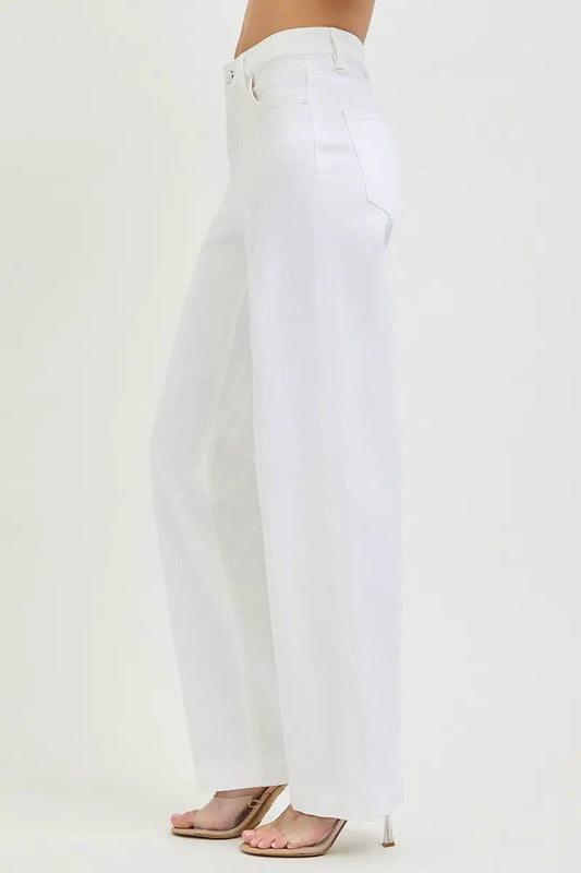 RISEN Full Size High Rise Wide Baggy Pants Plus Size by Trendsi
