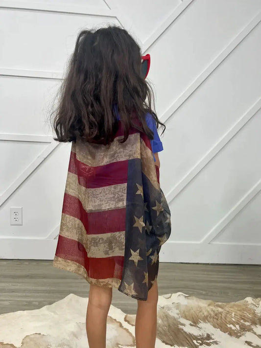 Girls One-Size-Fits-Most American Flag Open Vest by Knitted Grace Boutique