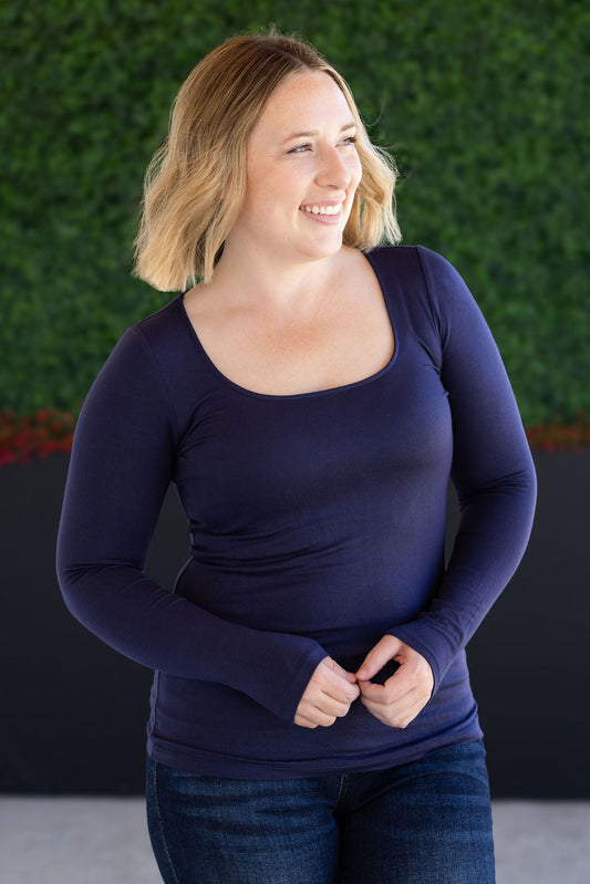 IN STOCK Alyssa Long Sleeve Top - Navy FINAL SALE