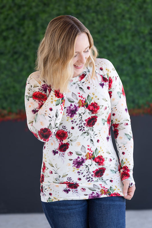 IN STOCK Blair Long Sleeve Top - Burgundy Bloom FINAL SALE