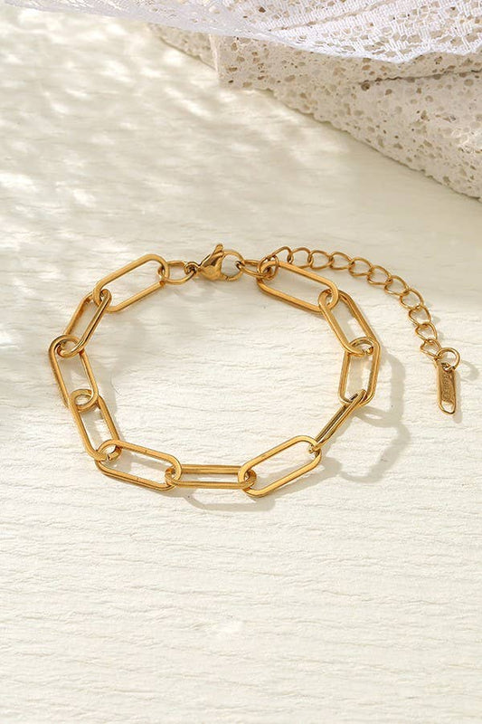 Gold Paperclip Bracelet STAINLESS STEEL WATERPROOF TARNISH FREE