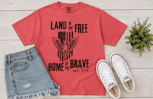 Land of the Free Home of the Brave Unisex T-Shirt by Knitted Grace