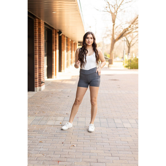 Ready to Ship | The Caleigh - Charcoal Crossover Biker 5 Shorts