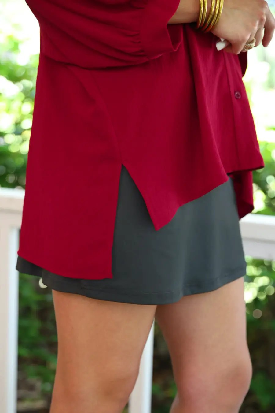 Sloane Button Up Top Burgundy Oversized Relaxed Fit Textured Shirt For Women by Jess Lea