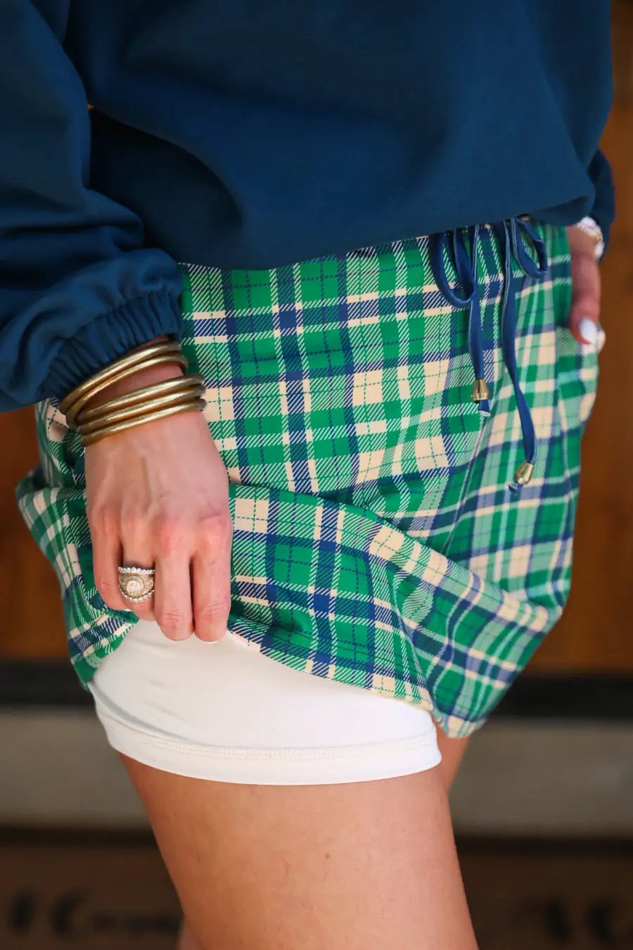 Mia Printed Pullover Parker Plaid With Quarter Zip And Gold Hardware by Jess Lea