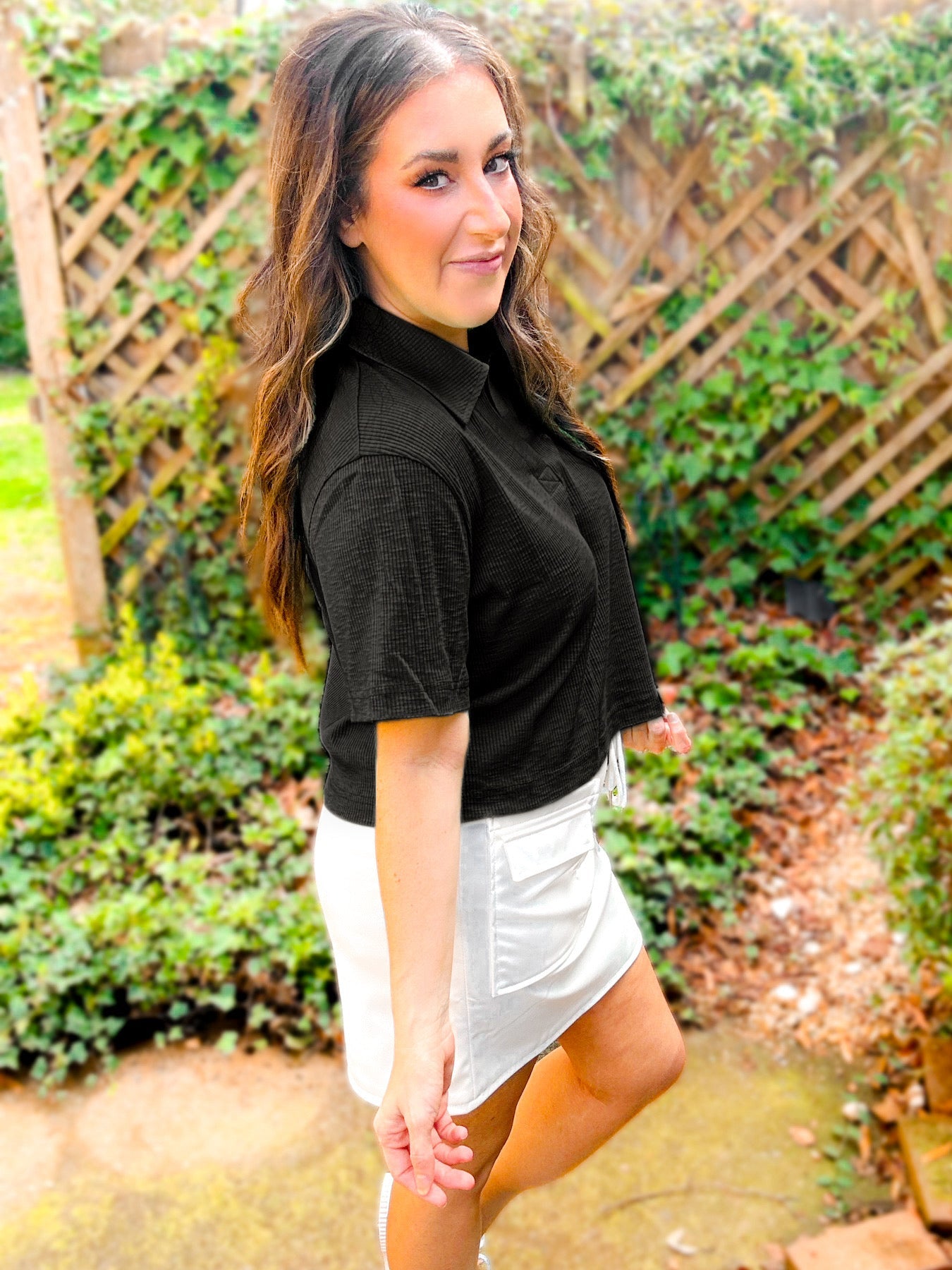 Rory Ribbed Cropped Tennis Tee - Girl Code Couture