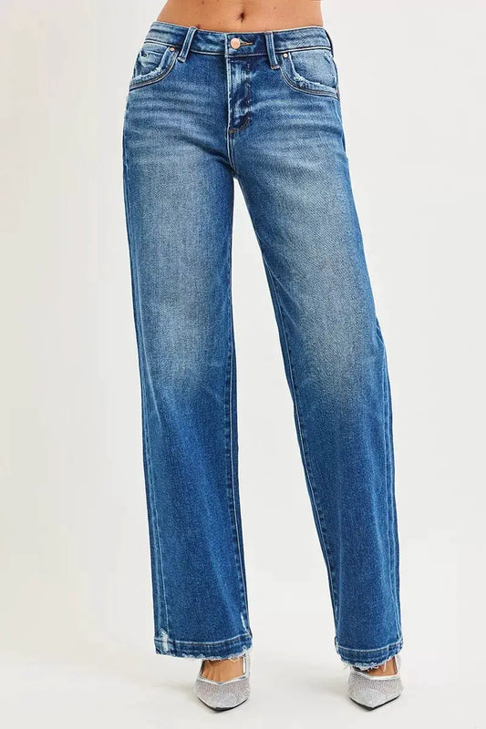 RISEN Slouchy Baggy Jeans Pocket Side Seam Detail by Trendsi
