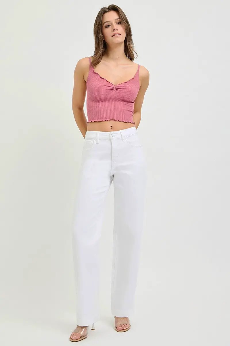 RISEN Full Size High Rise Wide Baggy Pants Plus Size by Trendsi