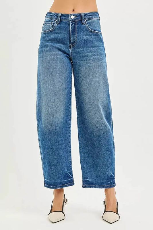 RISEN Slouchy Cropped Barrel Jeans by Trendsi