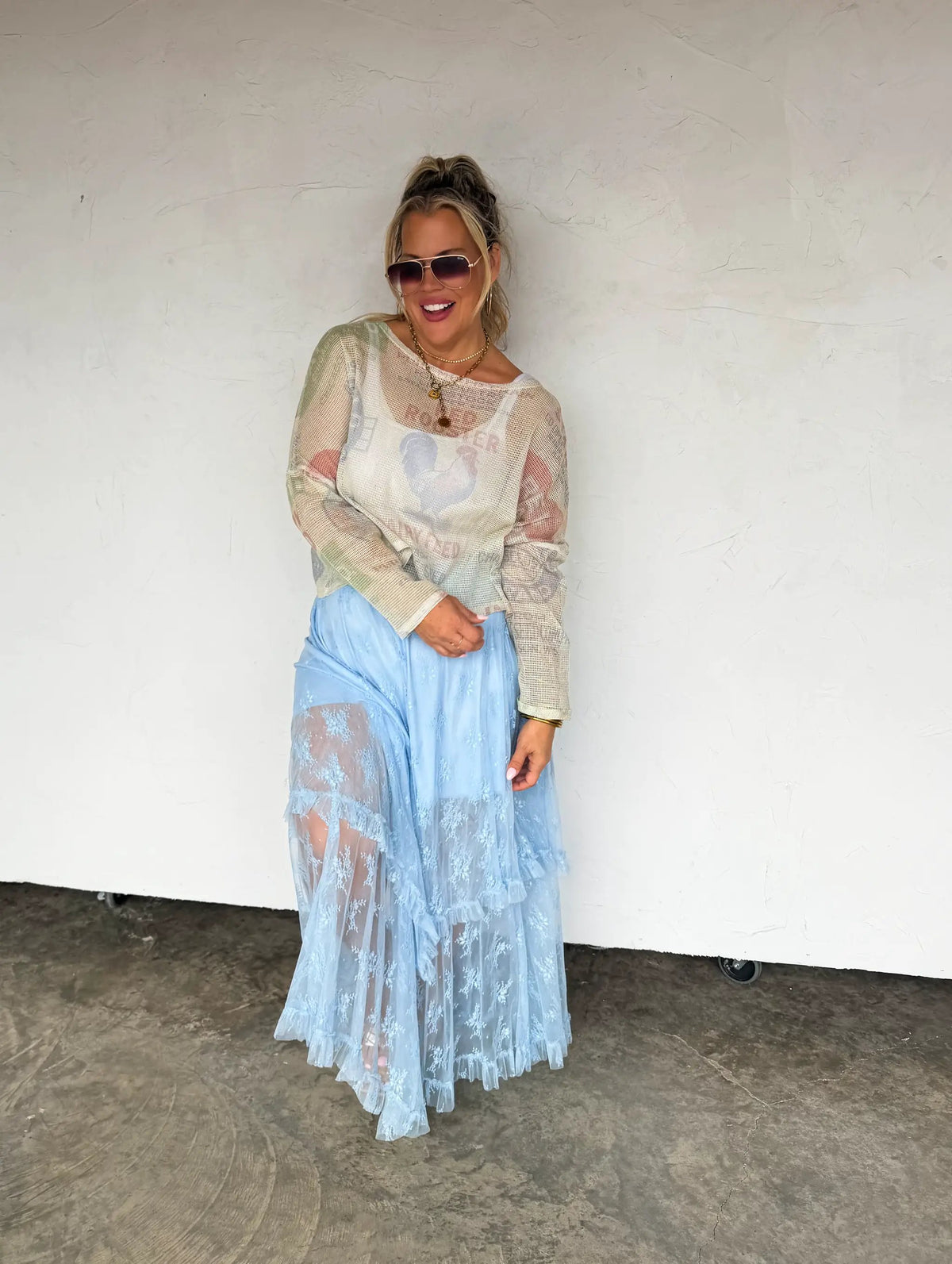 Sunday Market Semi-Sheer Mesh Top by BLAKELEY