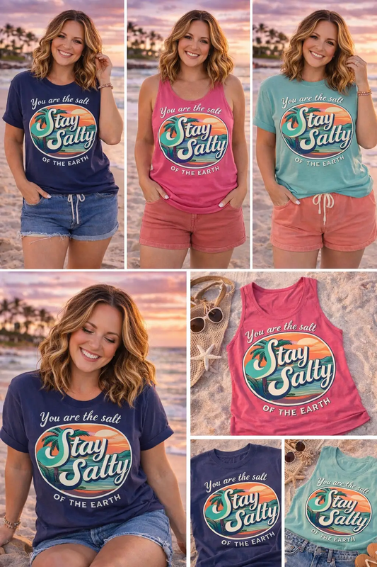 Stay Salty Coastal Faith Tank in Two Options by Knitted Grace