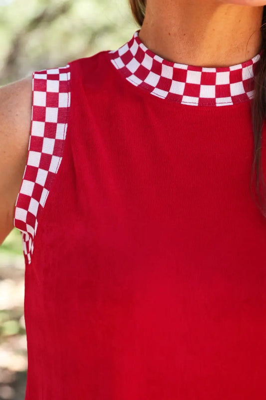 PREORDER- Checkmate Ribbed Tank- Red by Jess Lea