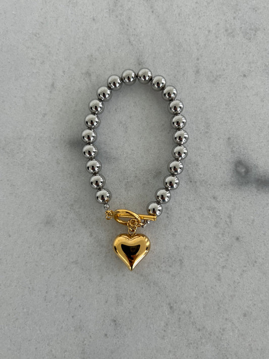 Glam Heart Bracelet Water Resistant Seven Point One Inch Lifetime Warranty by Chansuttpearls