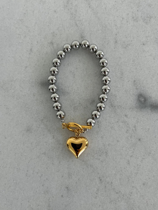Glam Heart Bracelet Water Resistant Seven Point One Inch Lifetime Warranty by Chansuttpearls