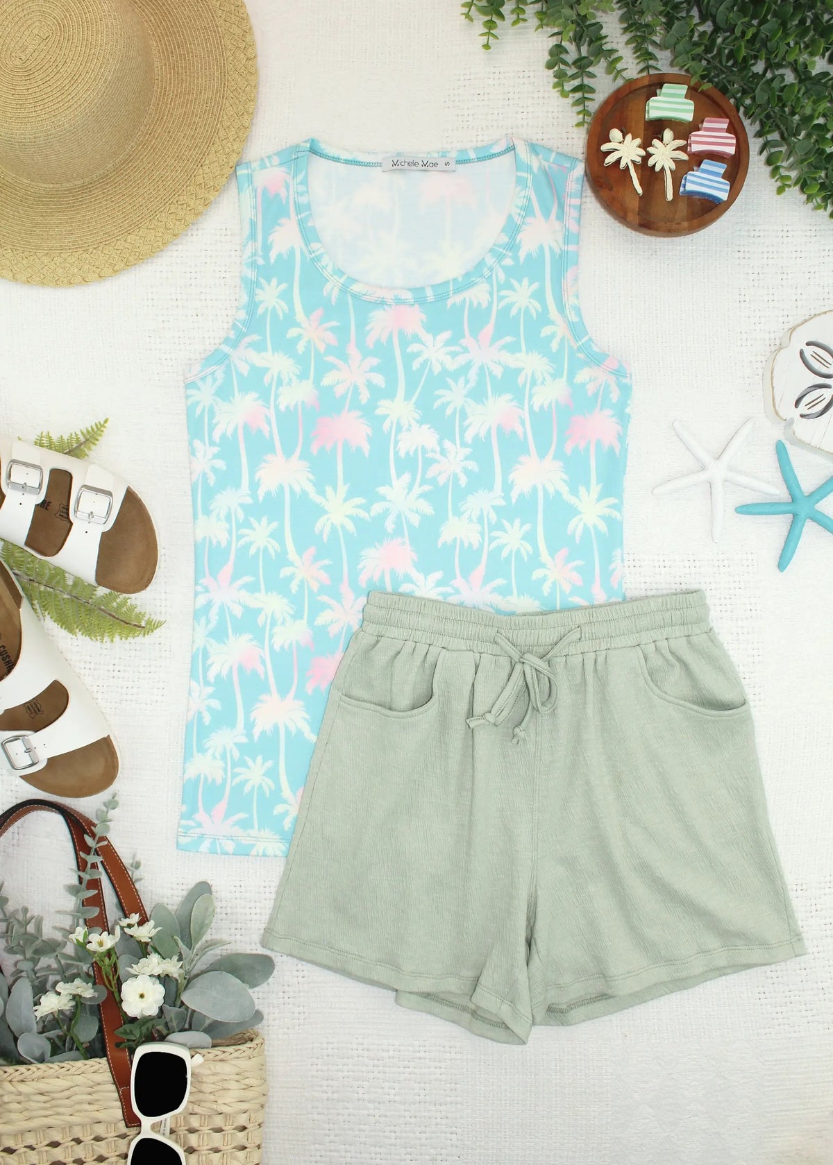 IN STOCK Ava Tank - Aqua Palm FINAL SALE by Michelle Mae