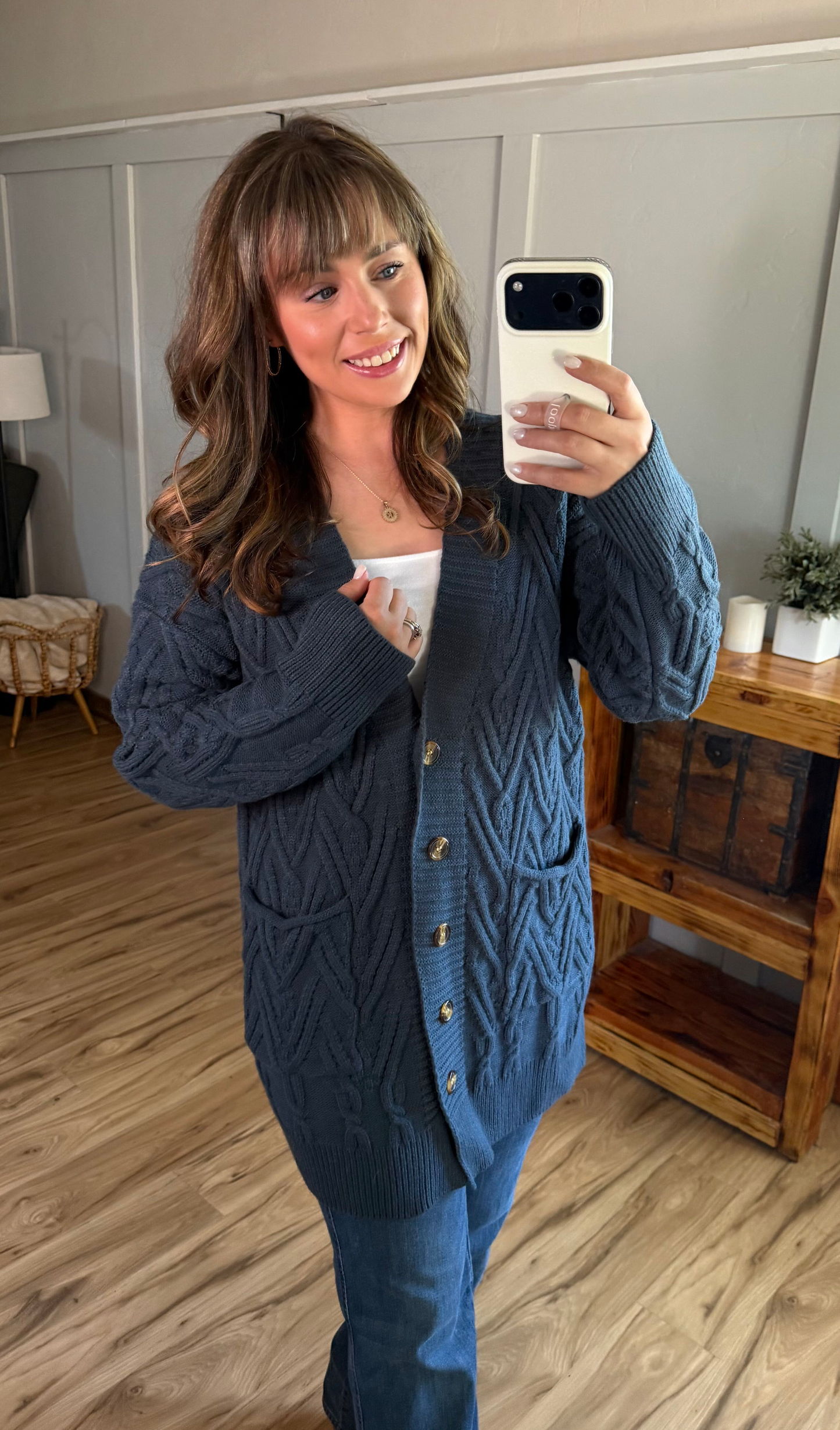 IN STOCK Brooks Button Sweater Cardigan - Navy by Michelle Mae