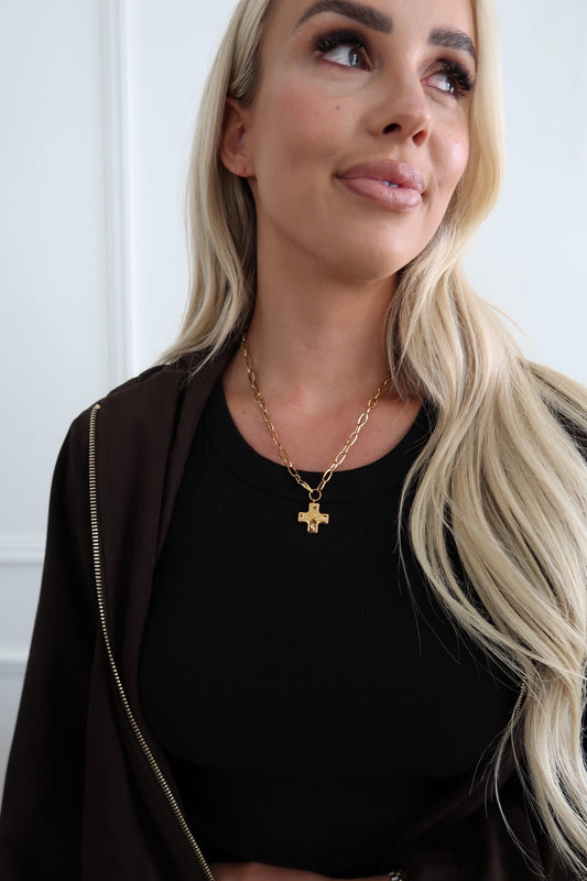 PAPERCLIP CROSS NECKLACE  by Chansuttpearls