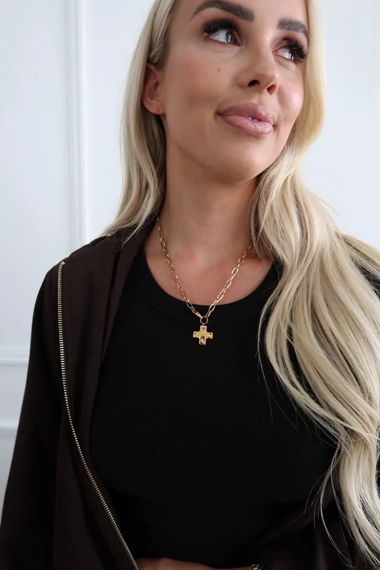 PAPERCLIP CROSS NECKLACE  by Chansuttpearls