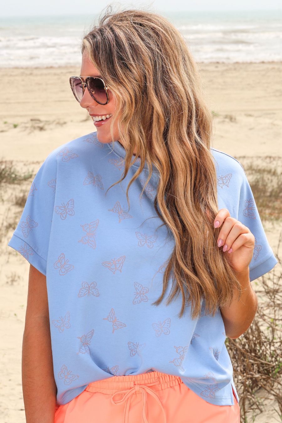 Millie Burn Out Tee- Butterflies