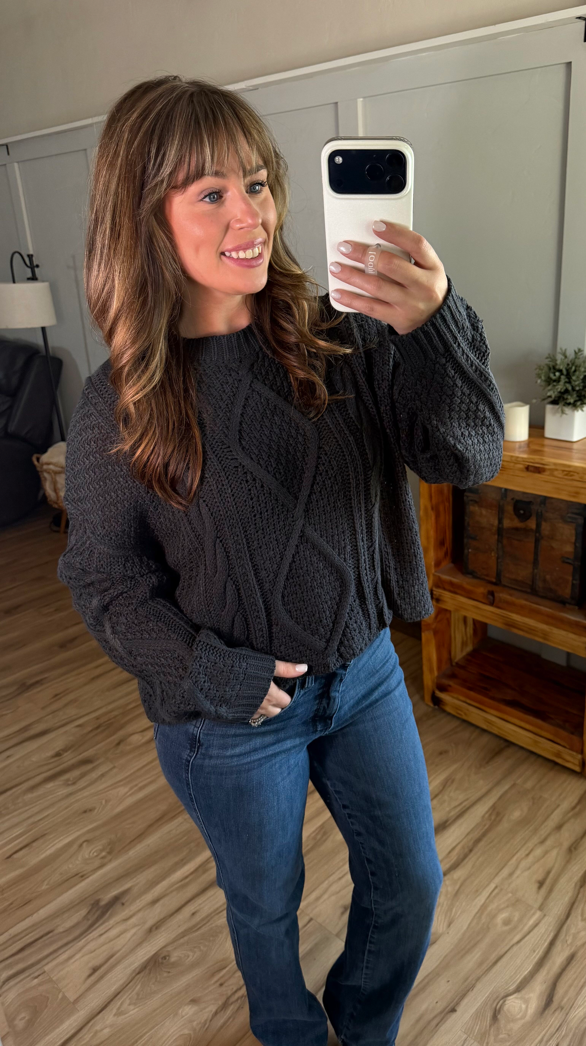 IN STOCK Cable Knit Sweater - Charcoal by Michelle Mae