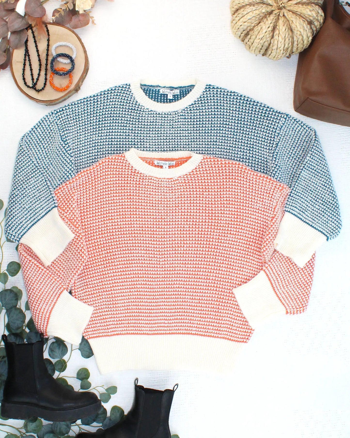 IN STOCK Charlotte Sweater - Teal and Ivory by Michelle Mae