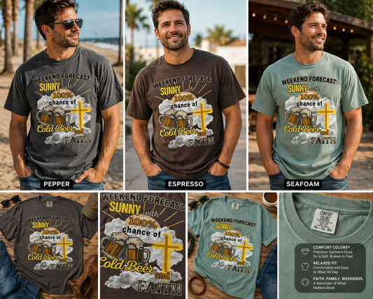 Weekend Forecast Faith T-Shirt by Knitted Grace Boutique