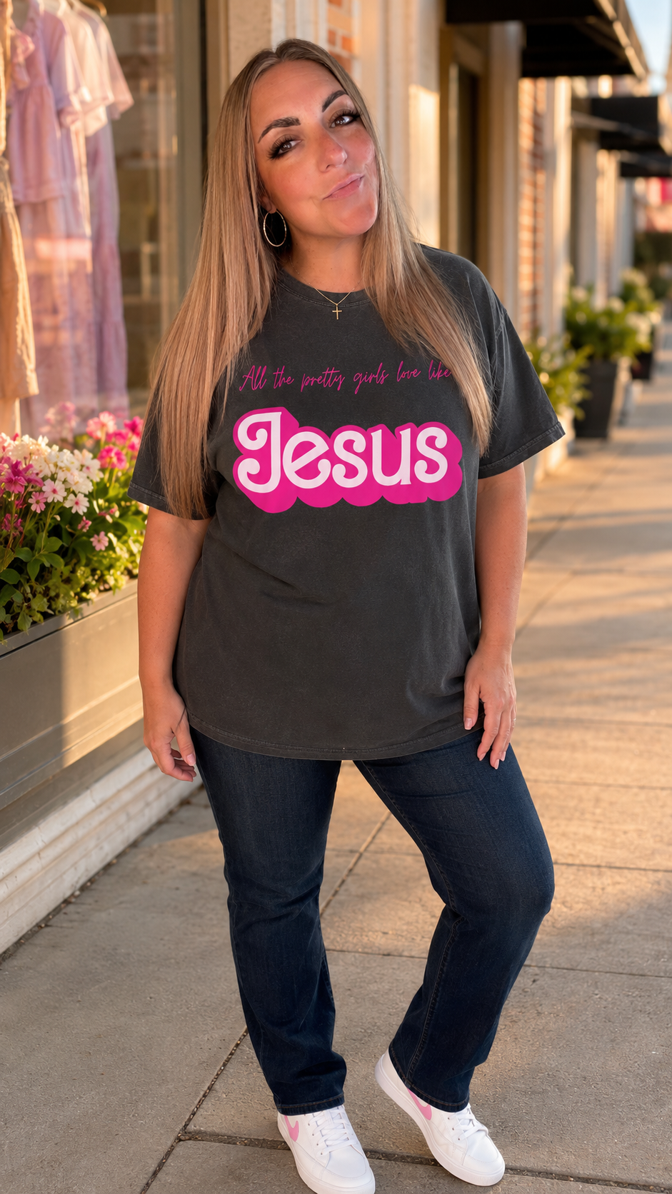 Pretty Girls Love Like Jesus Comfort Colors Pepper Tee by Knitted Grace