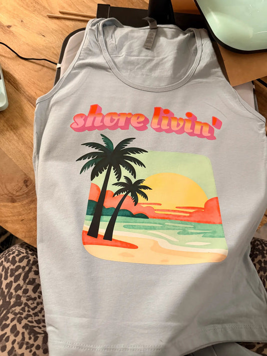 Shore Livin’ Tank Top for Women - Stonewash Denim by Knitted Grace